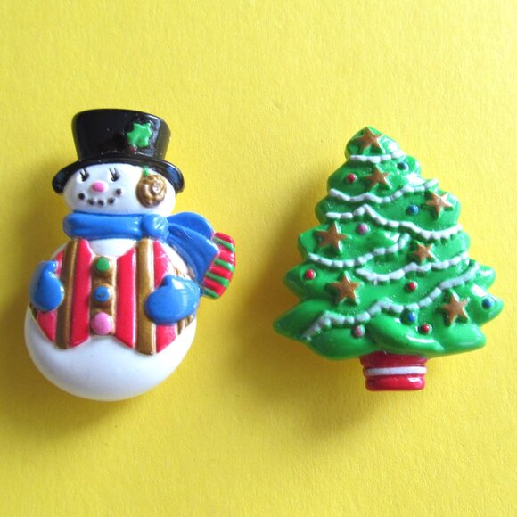Vintage Christmas button covers Santa Snowman - Picture 4 of 6